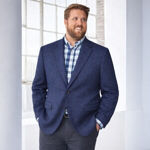 Jack Victor Luxor Blue Wool Sport Coat Blazer 54R Made in Canada Italian Wool